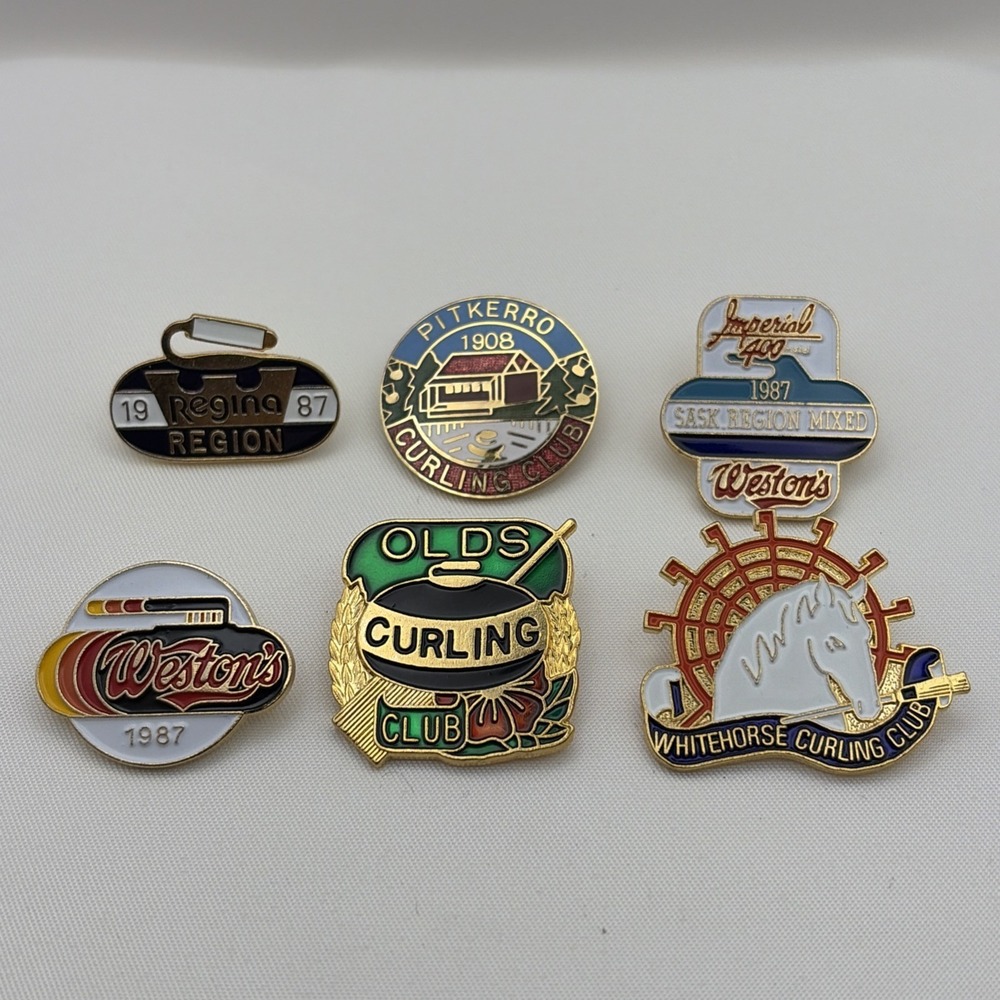 Lot‎ Of 6 Curling Club Canada Weston’s Pitkerro Whitehorse Olds Lapel Hat Pins